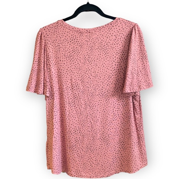 2for$30 NWT Denver Hayes Pink Polka Dot Ruffle Sleeve T-shirt Size Large - Picture 9 of 11